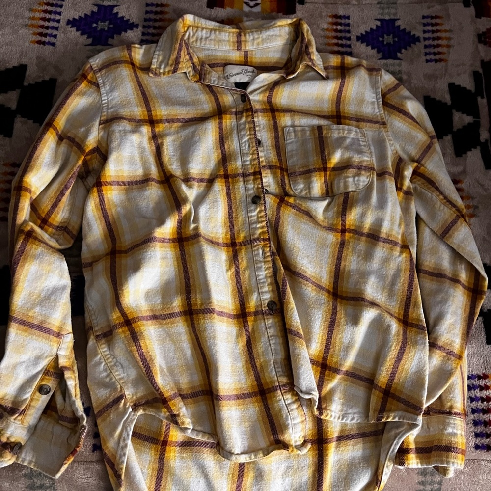 Universal Thread Yellow and Brown Plaid Shirt